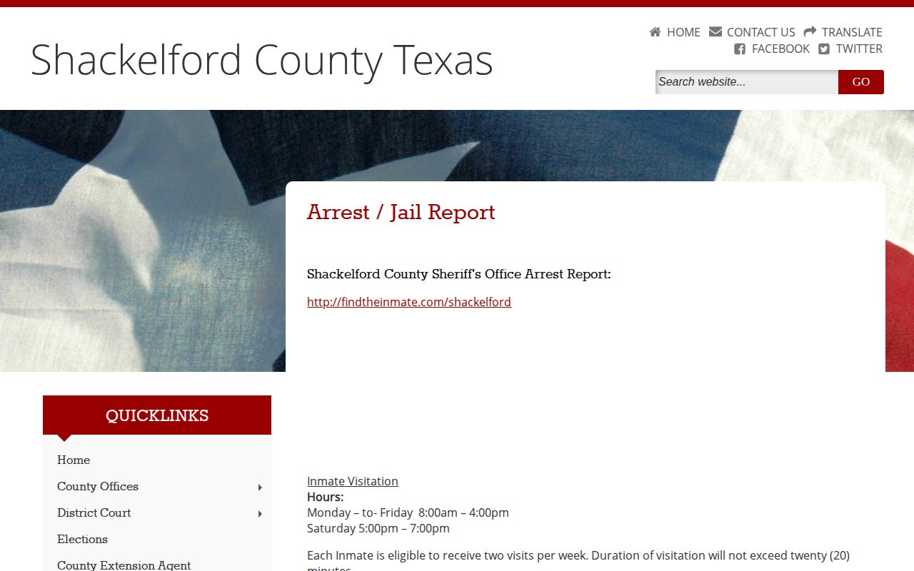 Shackelford County Jail Arrest and Jail Report booking record source