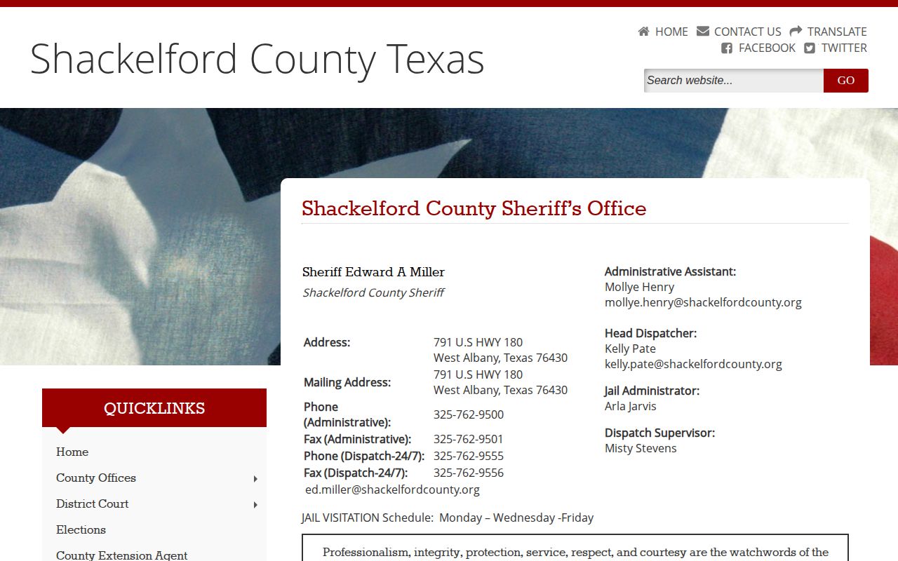 Shackelford County Sheriff’s Office wanted record source page